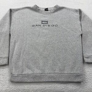 VTG Mens San Diego Fishbone Graphic Sweatshirt Pullover Size L Grey Sportswear